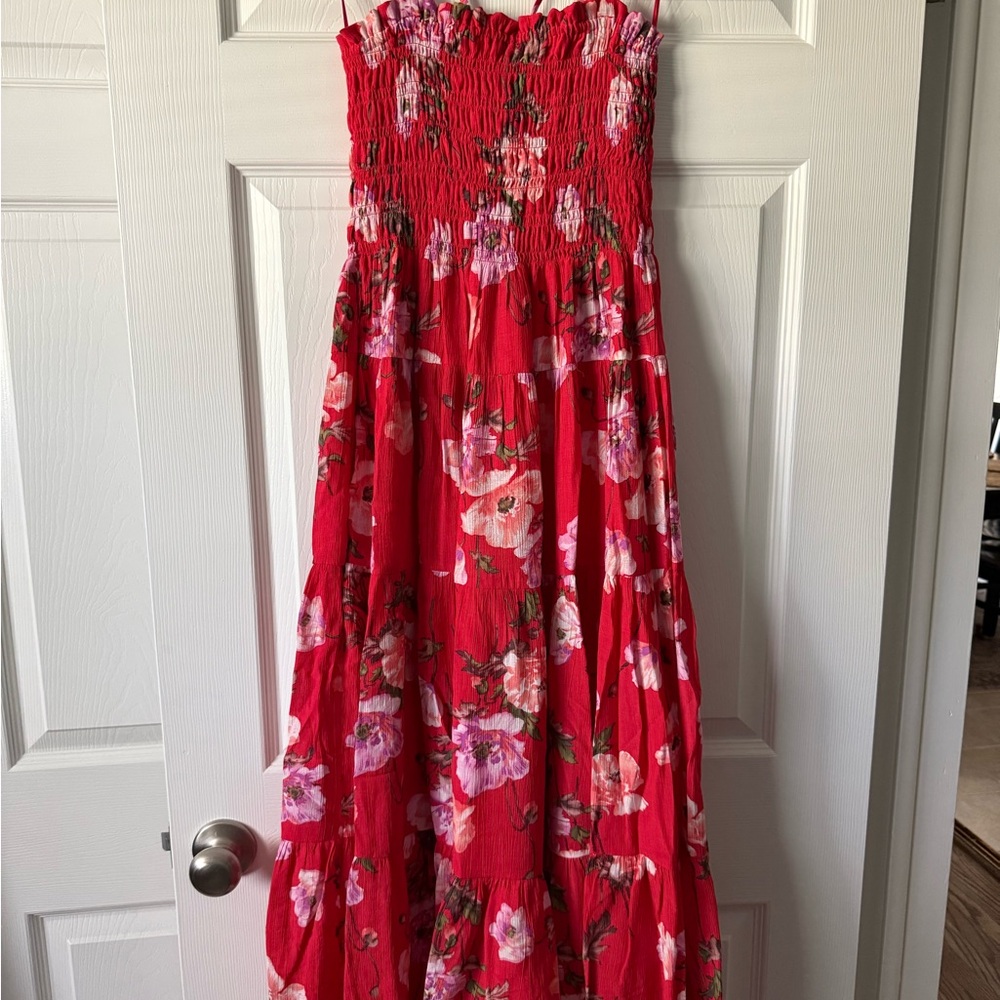 Brand New - Abercrombie Red Floral Maxi Dress